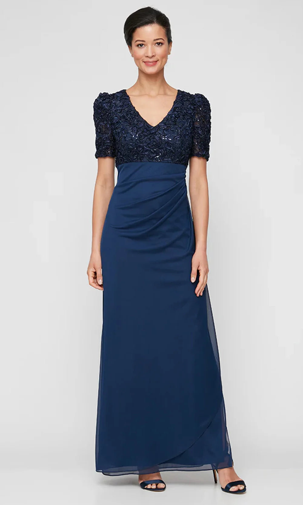 Alex Evenings 82351695 - Piping Trim Jacket Scoop Neckline Gown In Black