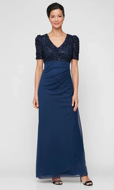 Alex Evenings 82351695 - Piping Trim Jacket Scoop Neckline Gown In Black
