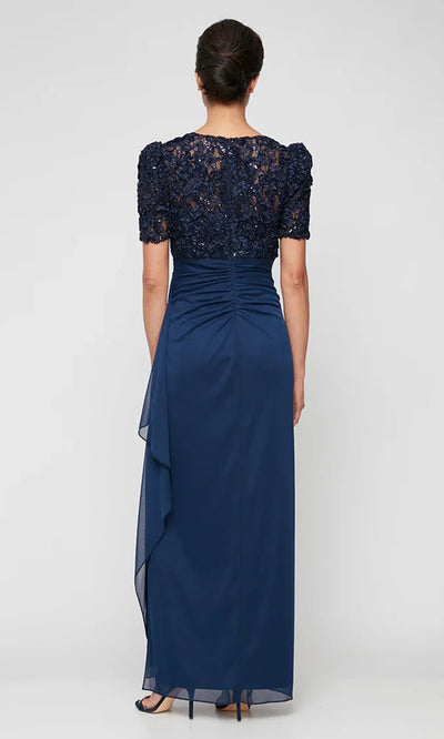 Alex Evenings 82351695 - Piping Trim Jacket Scoop Neckline Gown In Black
