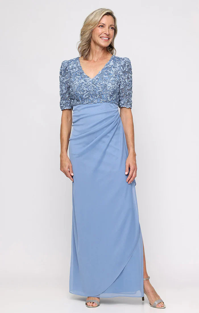 Alex Evenings 82122633 - Empire Waist V-Neckline Column Gown