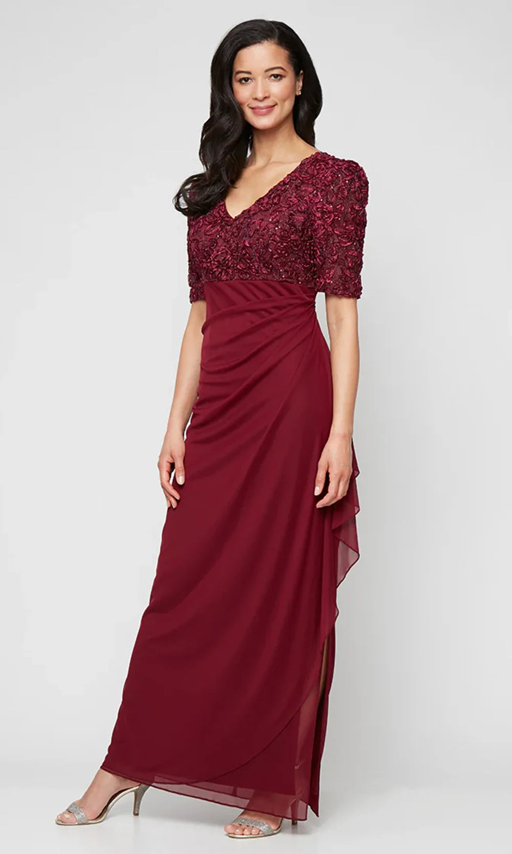 Alex Evenings 82122633 - Empire Waist V-Neckline Column Gown Mother of the Bride Dresses