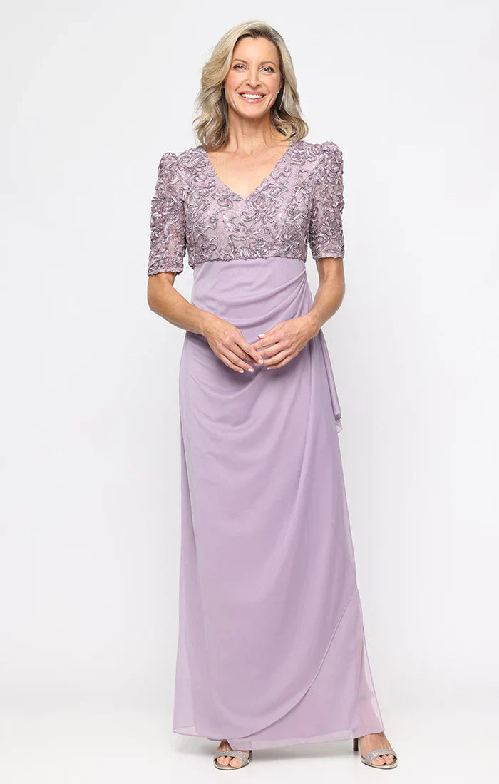 Alex Evenings 84122633 - Puff Sleeve Empire Waist Plus Evening Dress