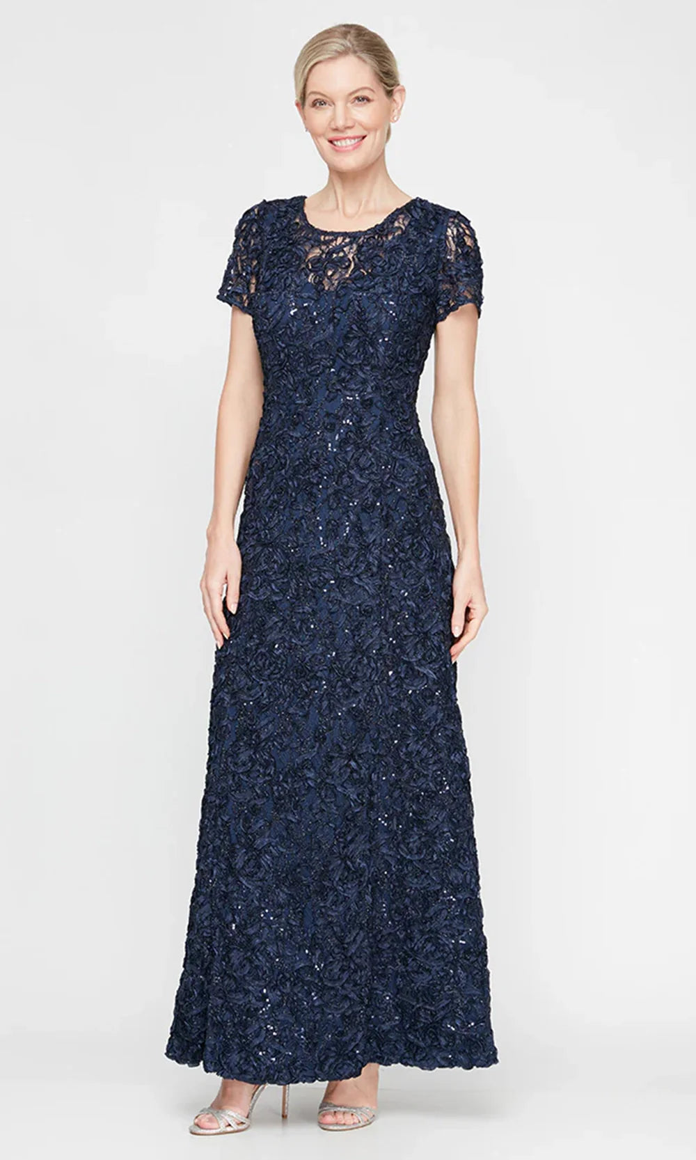 Alex Evenings 84122670 - Textured Lace Jewel Neck Formal Gown Prom Dresses