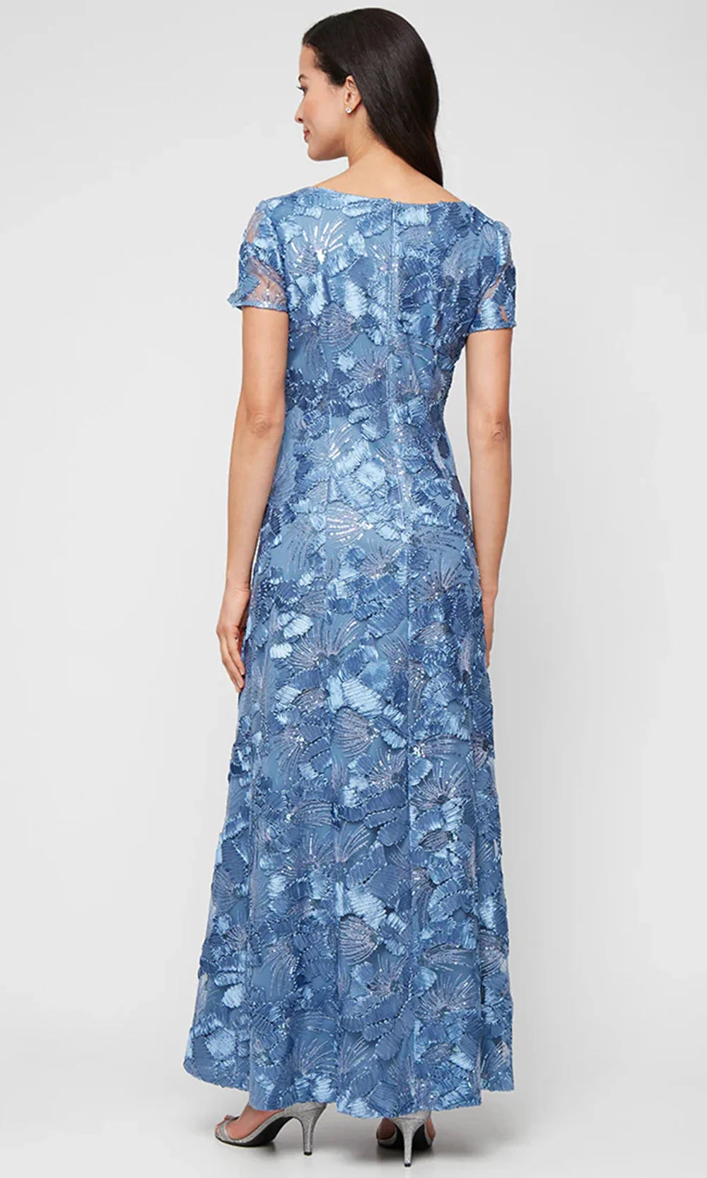 Alex Evenings 81122674 - Short Sleeve Soutache Embroidered Long Gown Mother of the Bride Dresses