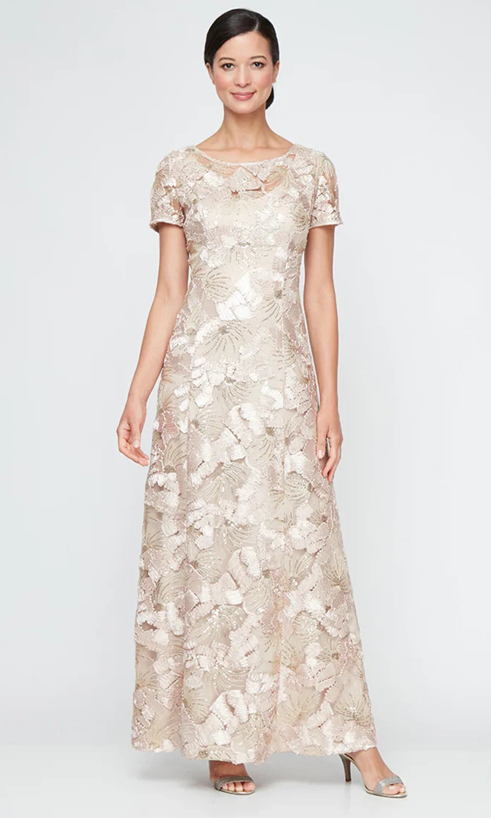 Alex Evenings 82122674 - Allover Lace Short Sleeve Formal Gown Mother of the Bride Dresses
