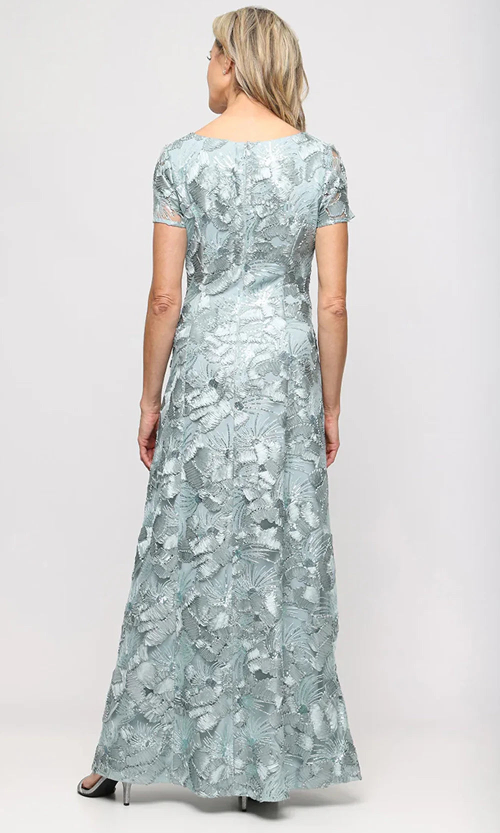 Alex Evenings 81122674 - Short Sleeve Soutache Embroidered Long Gown Mother of the Bride Dresses