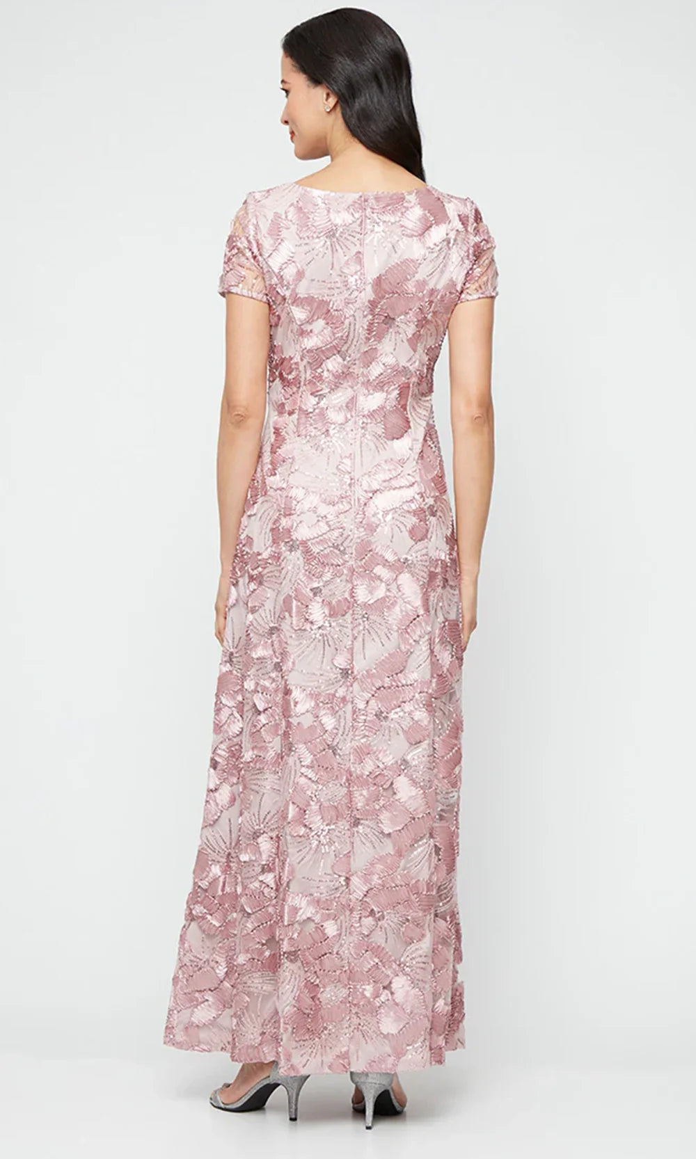Alex Evenings 81122674 - Short Sleeve Soutache Embroidered Long Gown Mother of the Bride Dresses