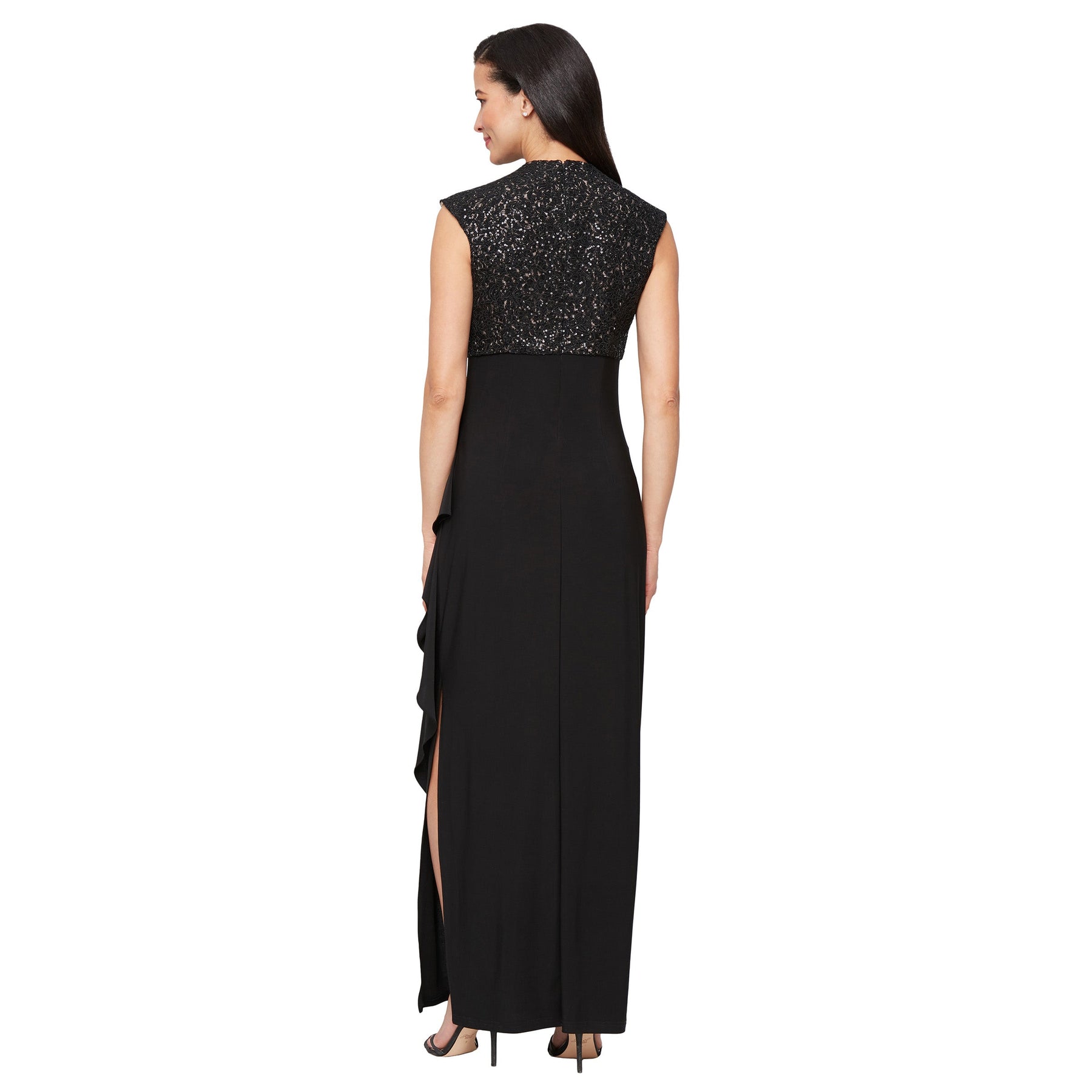 Alex Evenings 81122732 - Elegant V Neck Column Long Dress Mother Of The Bride Dresses in Black 