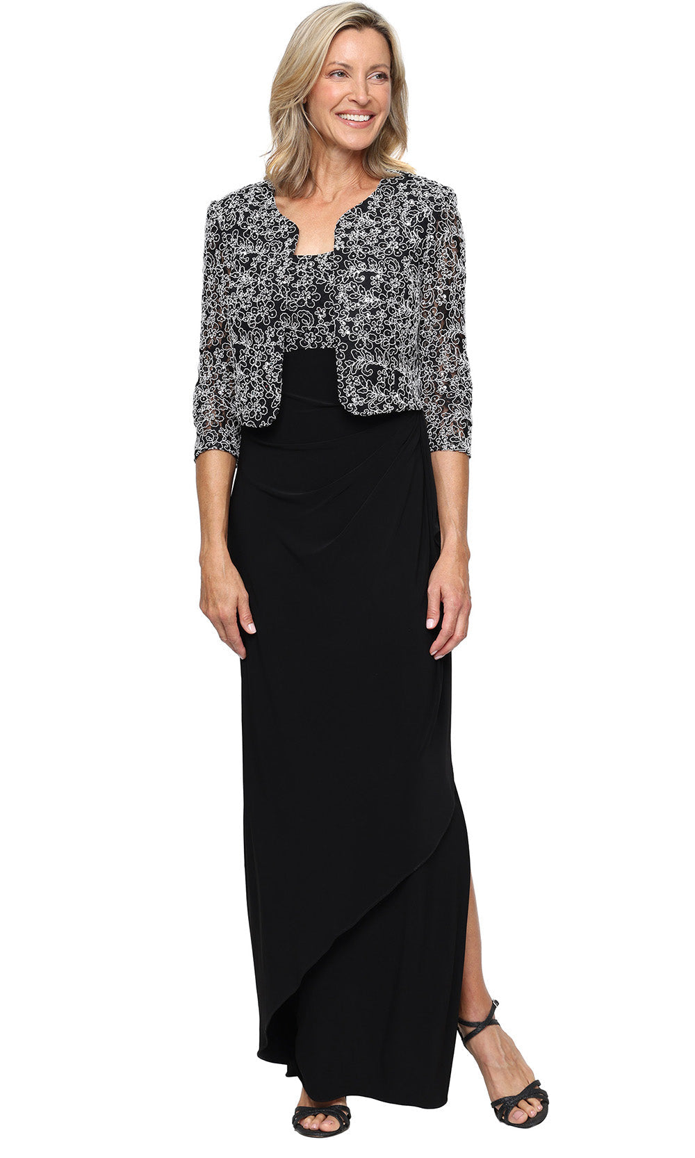 Alex Evenings 81122763 - Lace Jacket Matte Jersey Column Gown Mother of the Bride Dresses