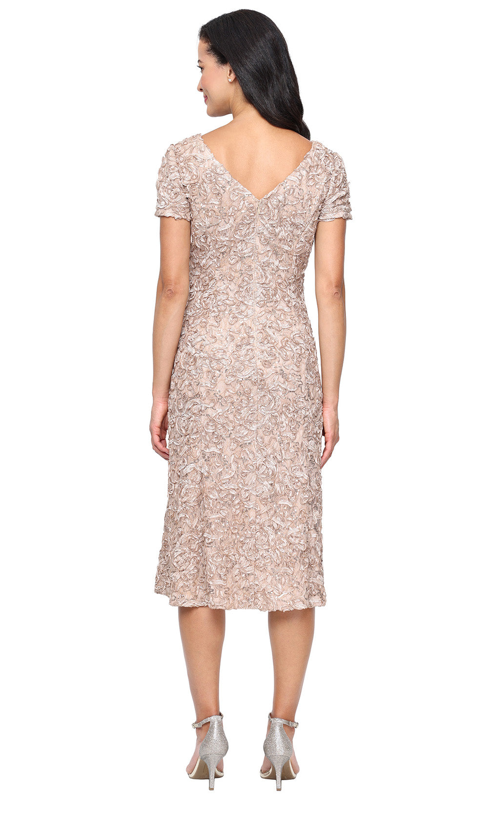 Alex Evenings 81122783 - Short Sleeve Lace Midi Dress Wedding Guest