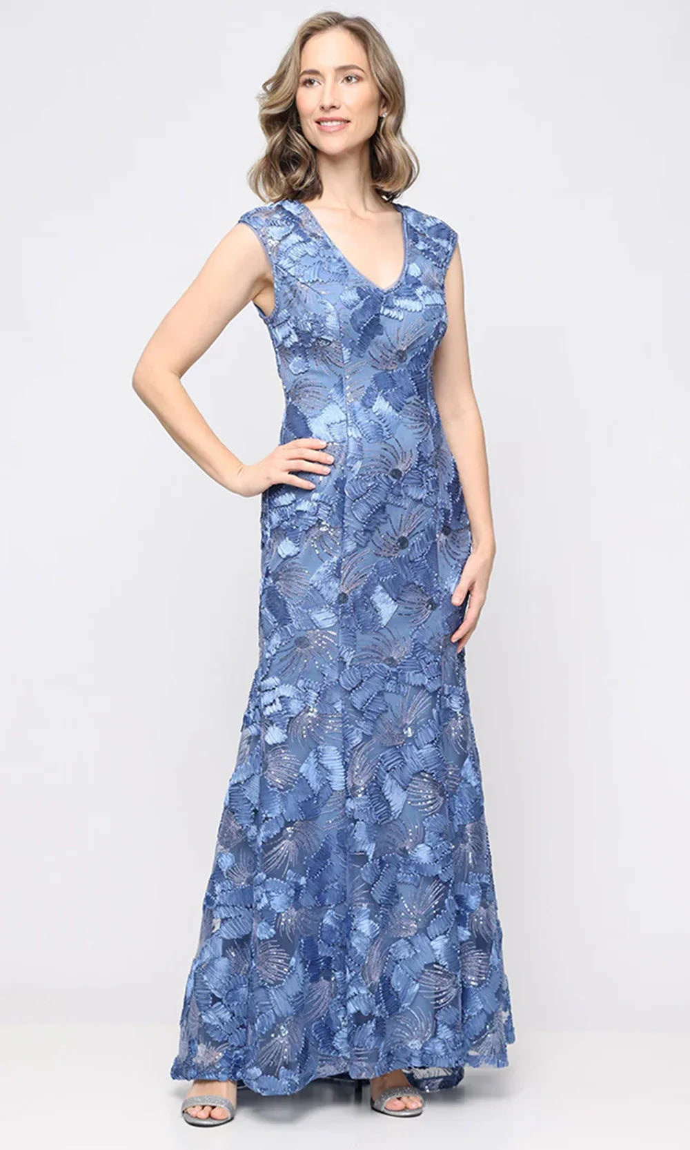 alex evenings formal dresses 81122796 Discover this elegant stretch elevatedbasics Color:Ink Blue Silk Midi Length Dress