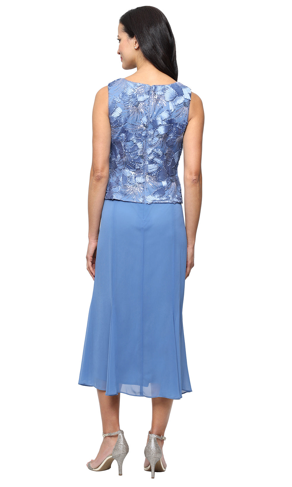 Alex Evenings 81122839 - Soutache Tea Length Jacket Dress Wedding Guest in Blue 