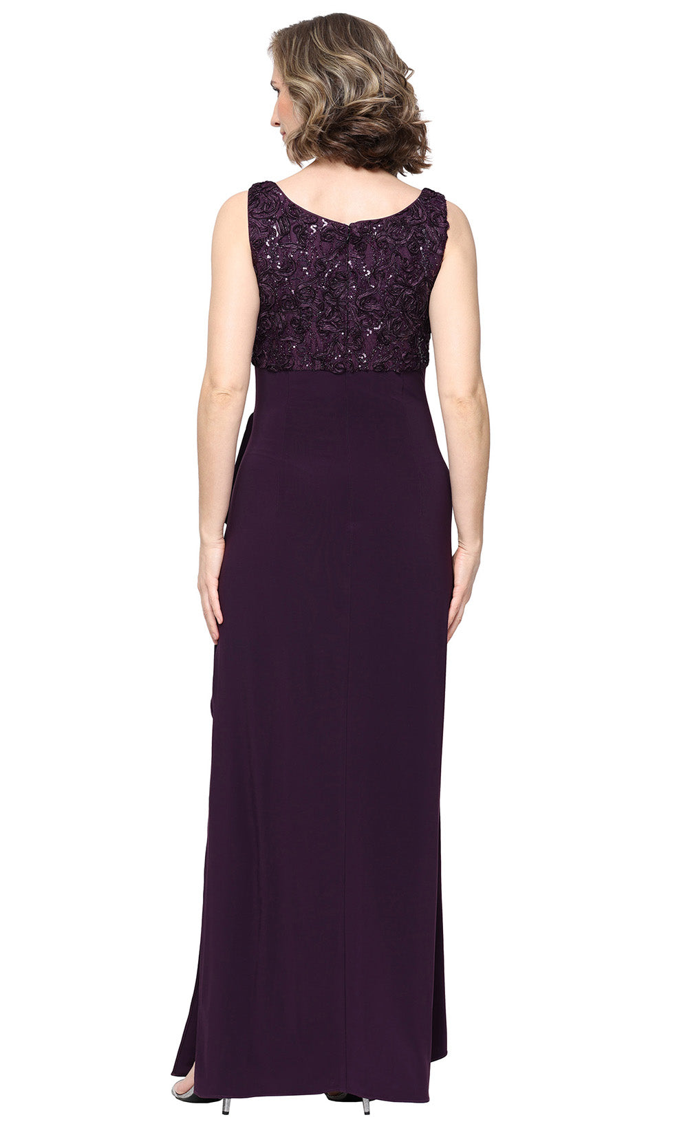 Alex Evenings 81122843 - Empire Waist Dress With Soutache Bolero Jacket Mother of the Bride Dresses in Deep Plum