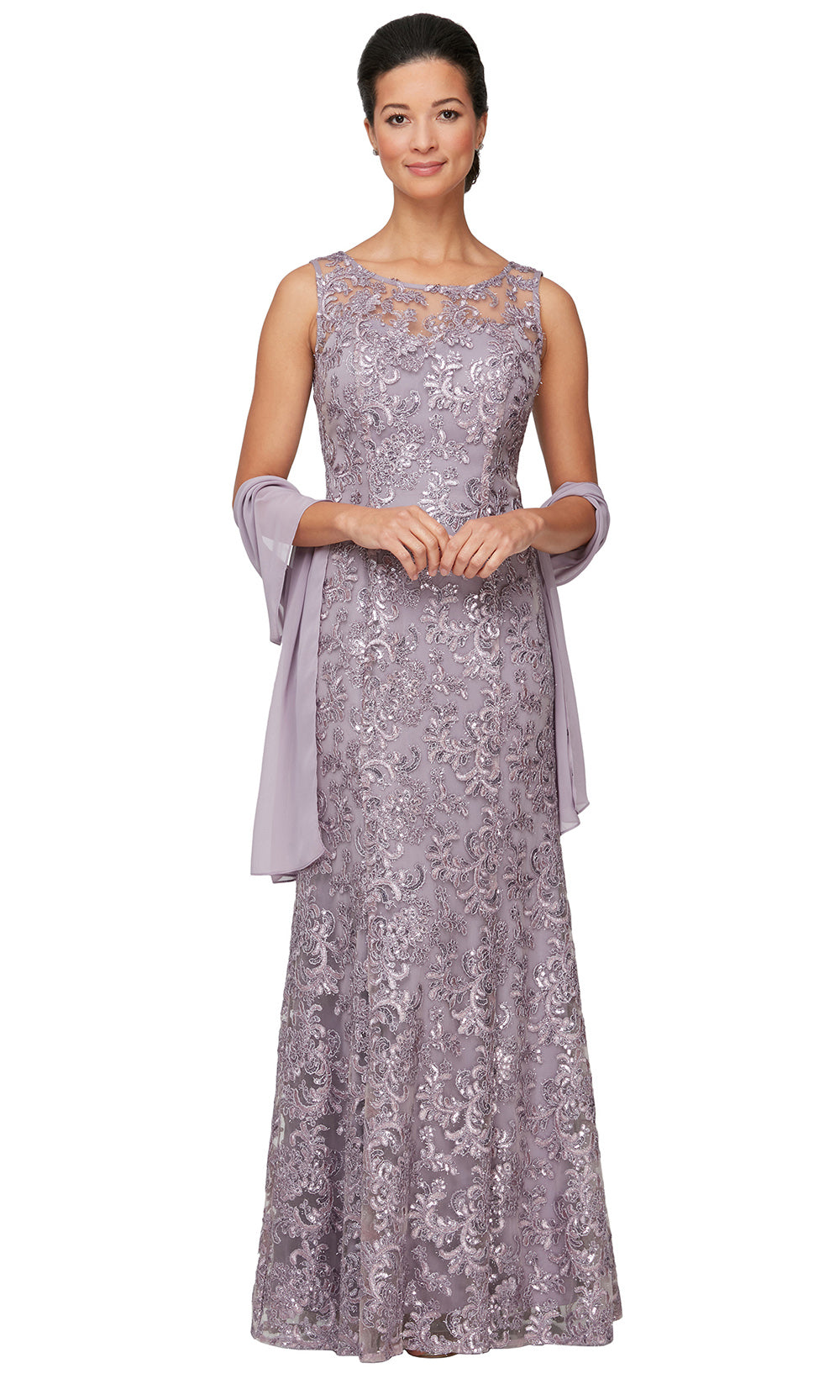Alex Evenings 82171128 - Sleeveless Embroidered Sheath Gown Mother of the Bride Dresses