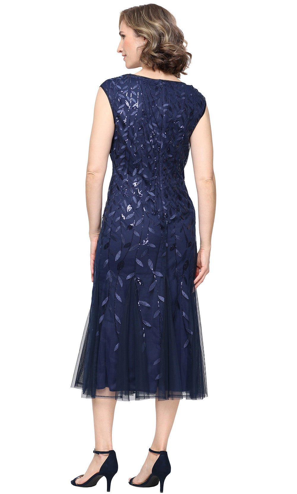 Alex Evenings 81171782 - Jewel Neckline Embroidered Evening Dress Mother of the Bride Dresses in Blue 