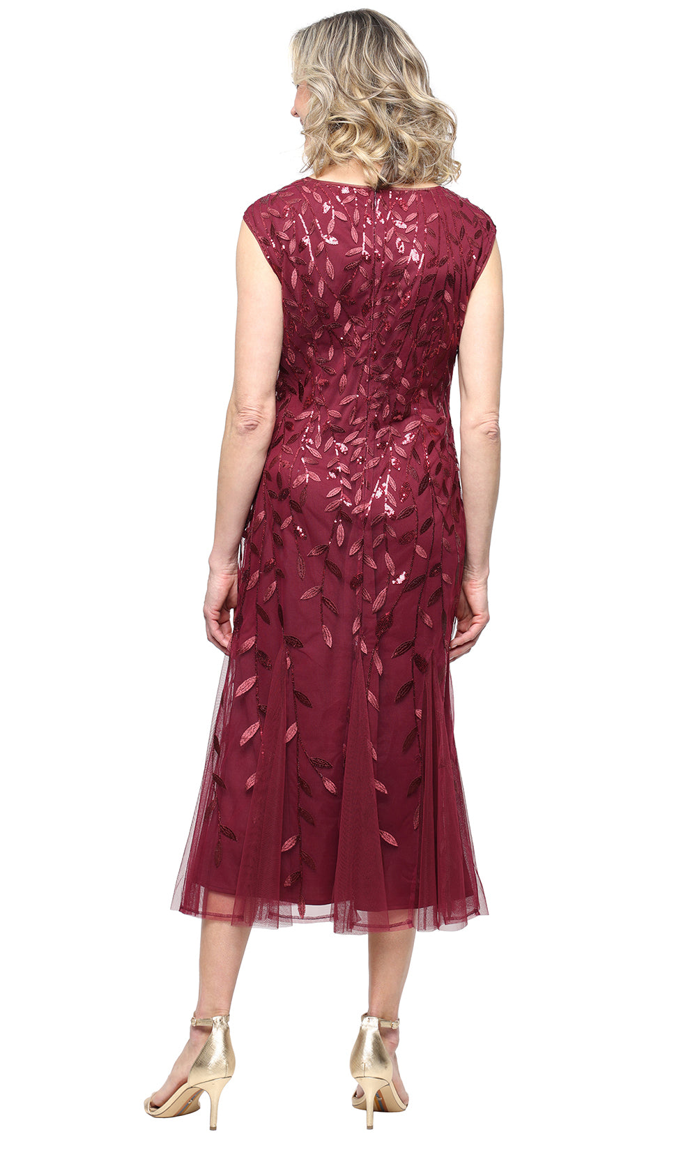 Alex Evenings 81171782 - Jewel Neckline Embroidered Evening Dress Mother of the Bride Dresses in Red 