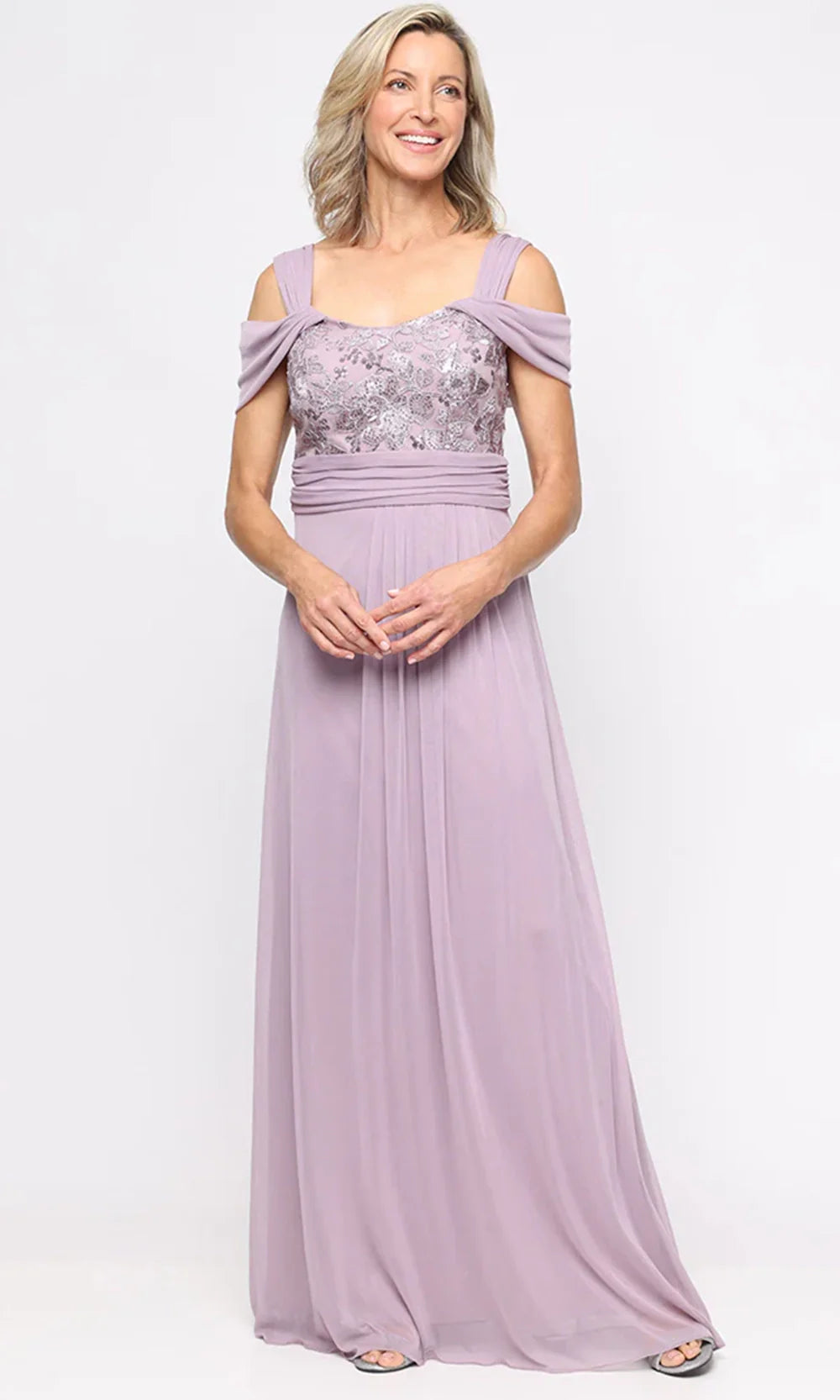 Alex Evenings 84171925 - Pleated Waist Cold Shoulder Formal Gown Prom Dresses