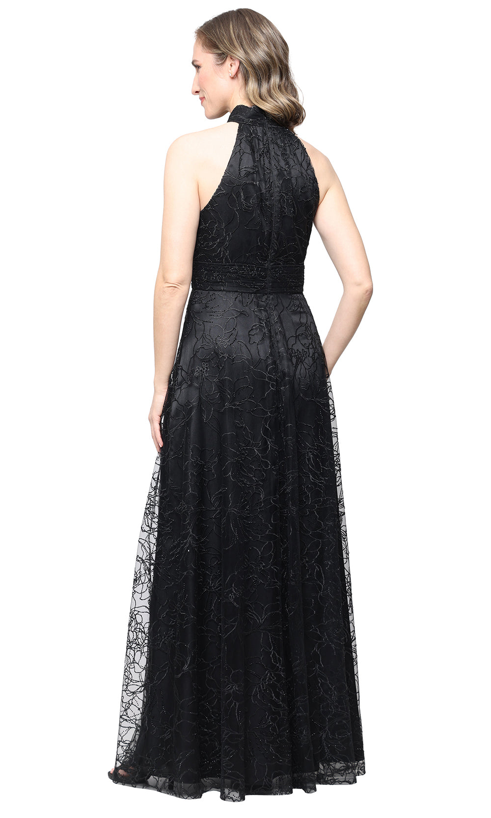 Alex Evenings 81172000 - Elegant Halter Lace Mother’s Dress Mother of the Bride Dresses in Black 