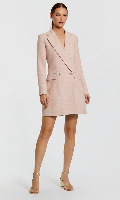 Mac Duggal 81198 - Long Sleeve Blazer Dress with Pearl Button Wedding Guest