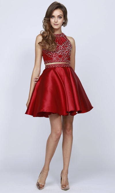 Juliet Dresses 811 - Short A-line Halter Cocktail Dress Homecoming Dresses