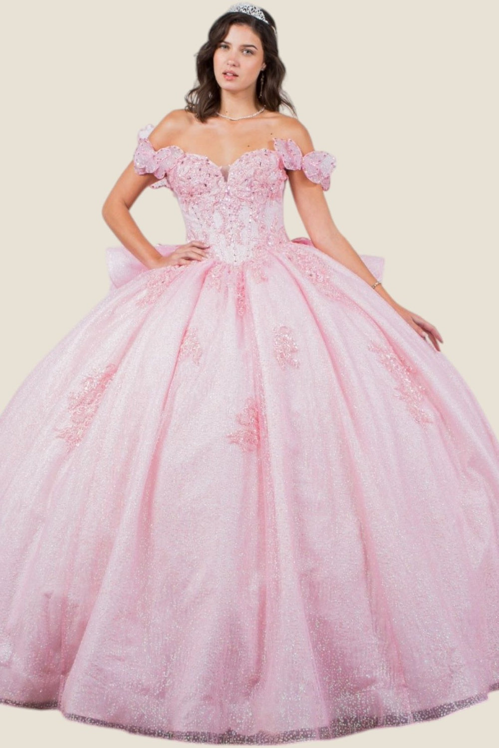 Cinderella Couture 8120J - Off-Shoulder Beaded Ballgown