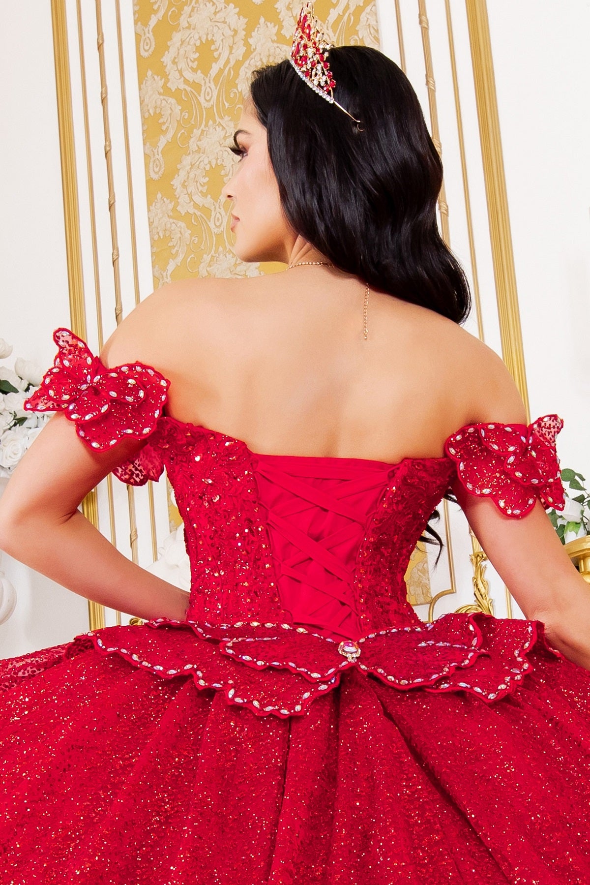 Cinderella Couture 8120J - Off-Shoulder Beaded Ballgown