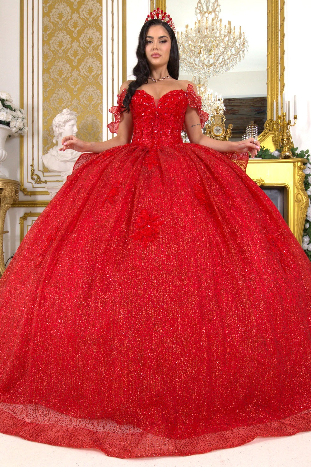 Cinderella Couture 8120J - Off-Shoulder Beaded Ballgown
