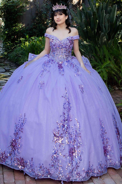 Cinderella Couture 8125J - Floral Embellished Off-Shoulder Ballgown