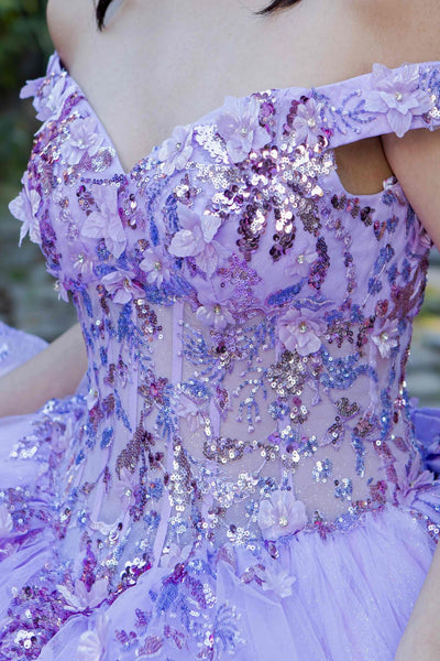 Cinderella Couture 8125J - Floral Embellished Off-Shoulder Ballgown