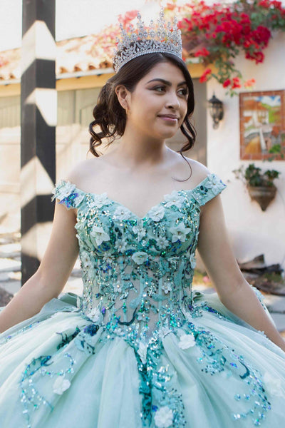Cinderella Couture 8125J - Floral Embellished Off-Shoulder Ballgown