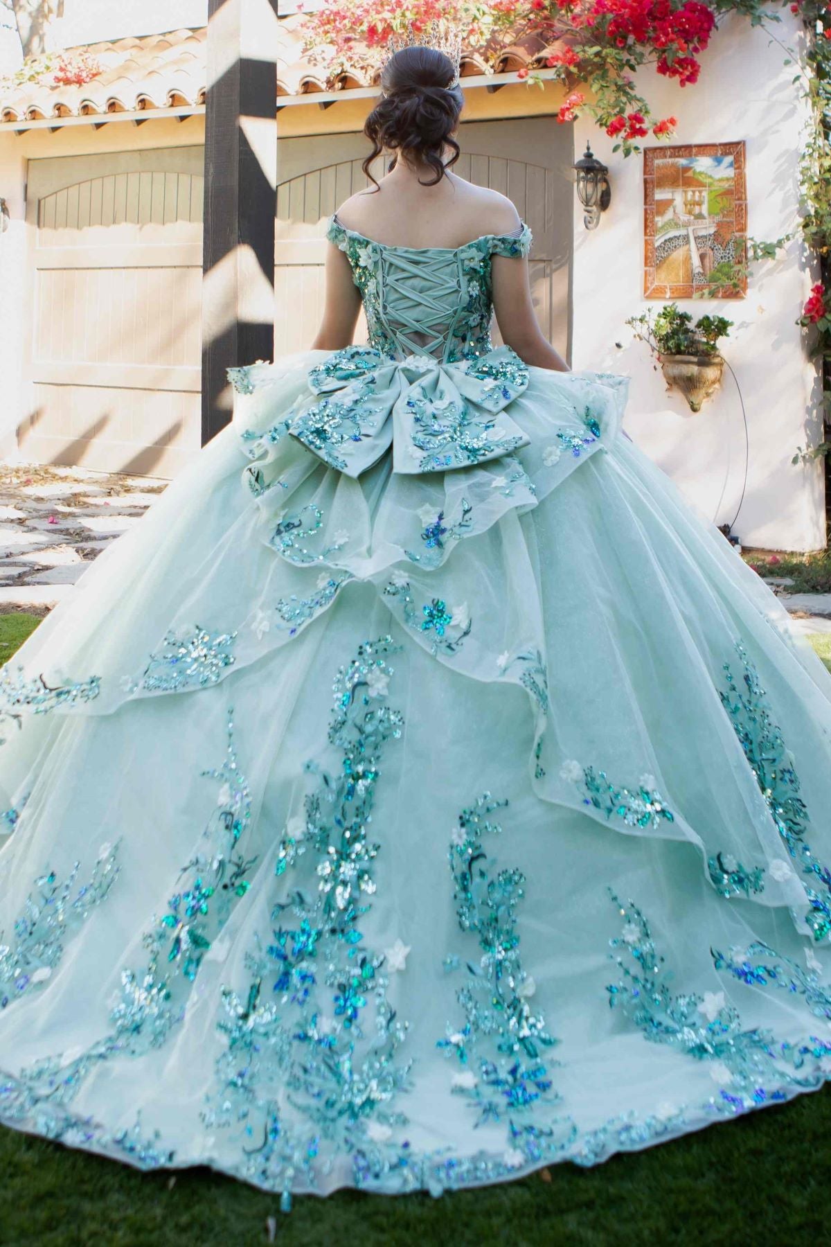 Cinderella Couture 8125J - Floral Embellished Off-Shoulder Ballgown