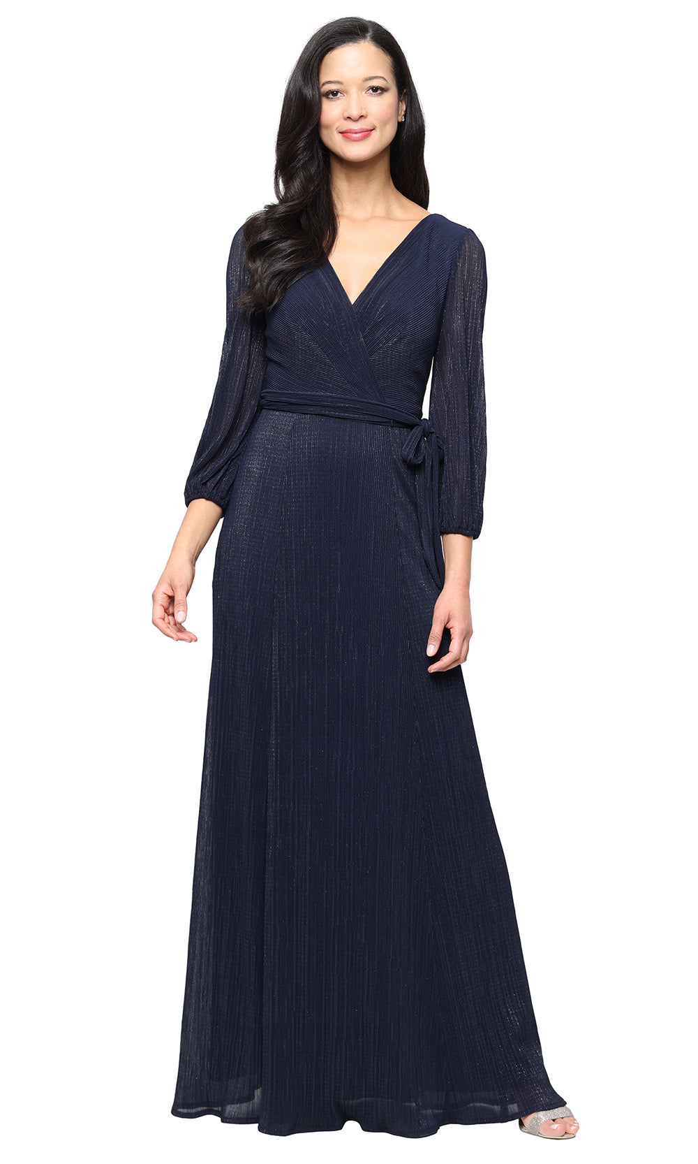 Alex Evenings 81321037 - Refined V-Neck Evening Dress Mother Of The Bride Dresses in Blue 