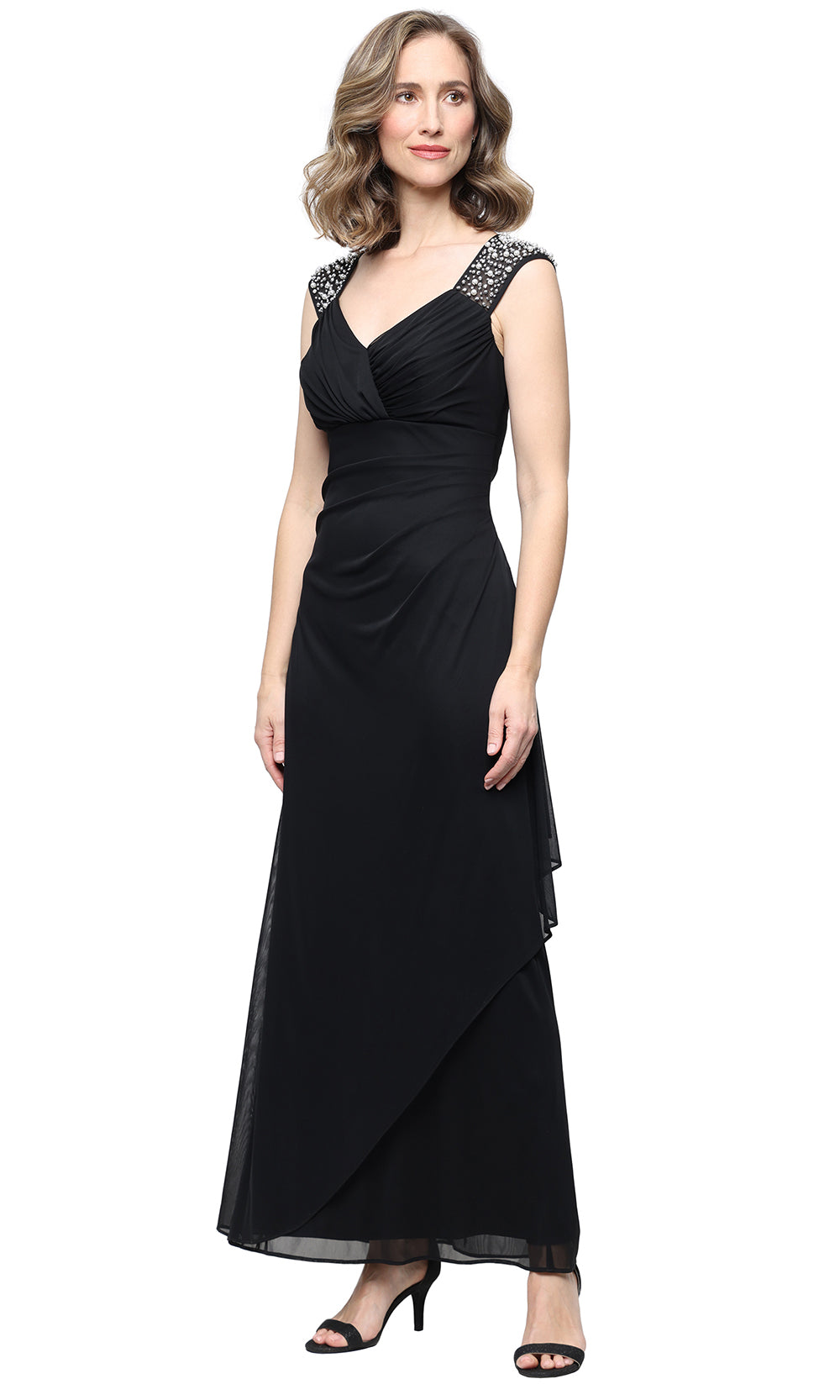 Alex Evenings 81321052 - Layered Asymmetrical Evening Dress Mother of the Bride Dresses in Black 
