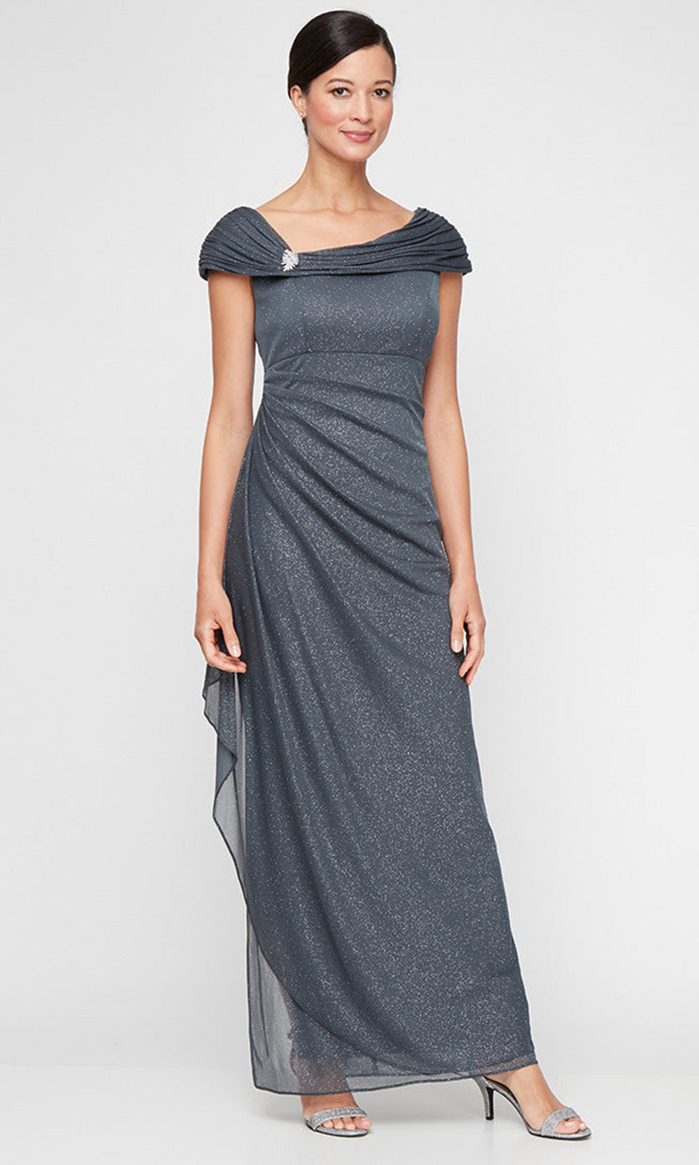 Alex Evenings 8133115 - Cap Sleeve Glitter Mesh Column Gown