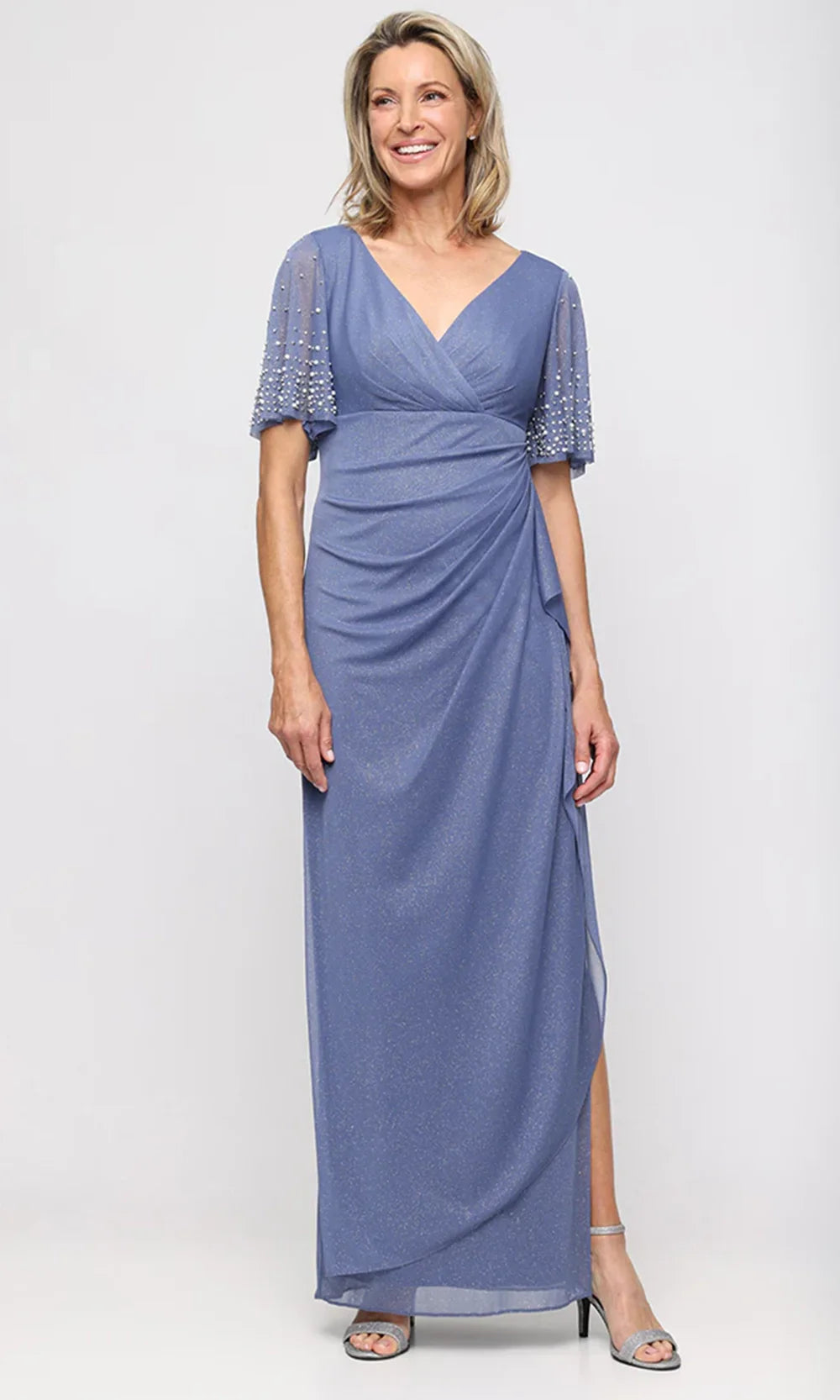 Alex Evenings 8133119 - Surplice V-Neck Draped Column Gown Prom Dresses