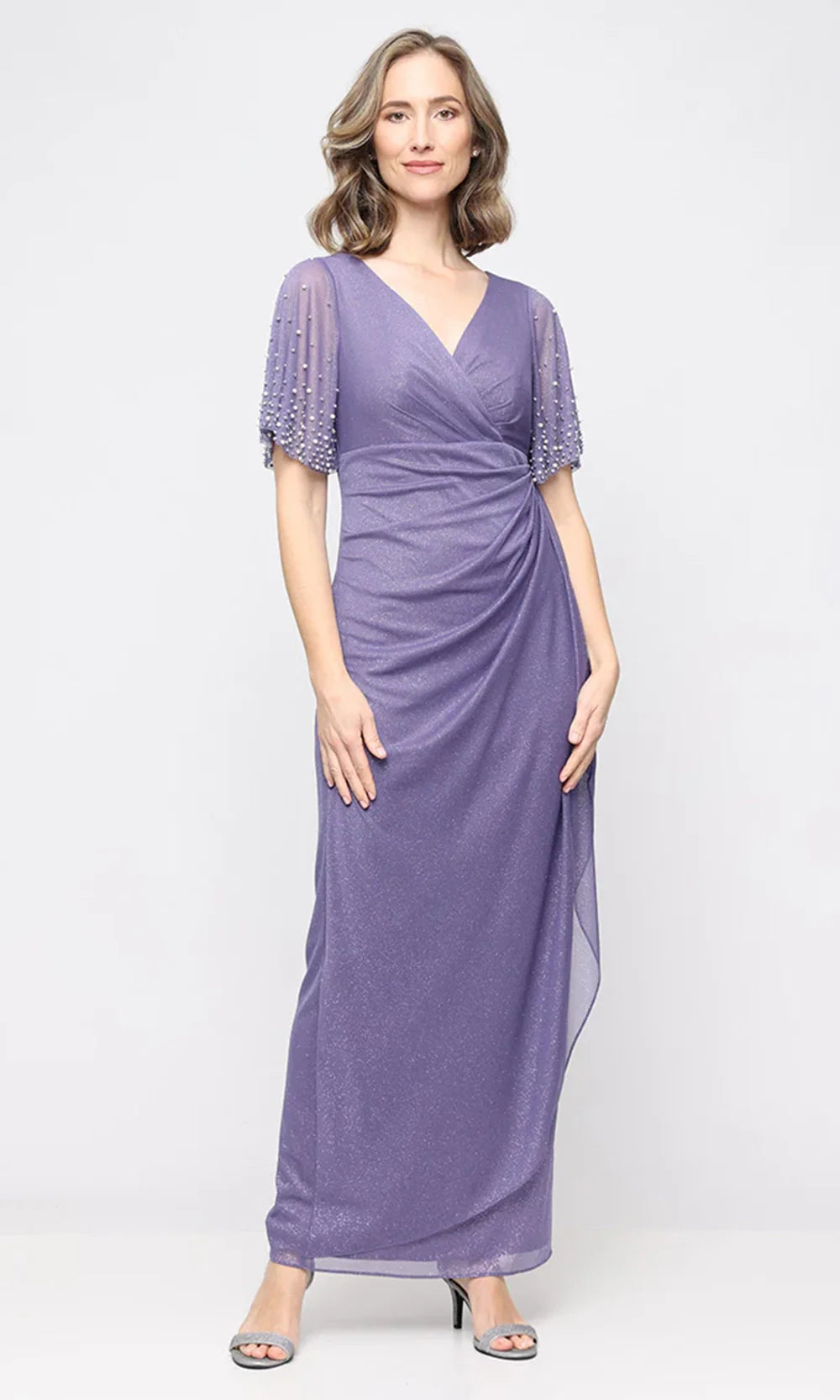 Alex Evenings 8133119 - Surplice V-Neck Draped Column Gown Prom Dresses