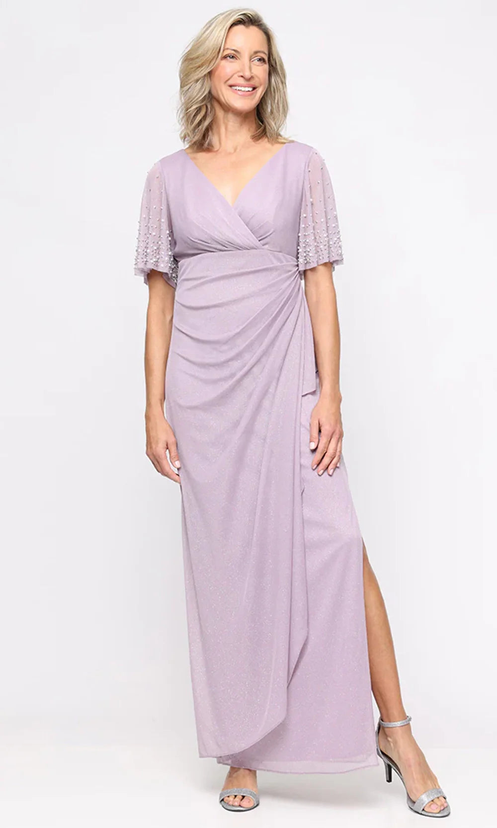 Alex Evenings 8133119 - Surplice V-Neck Draped Column Gown Prom Dresses