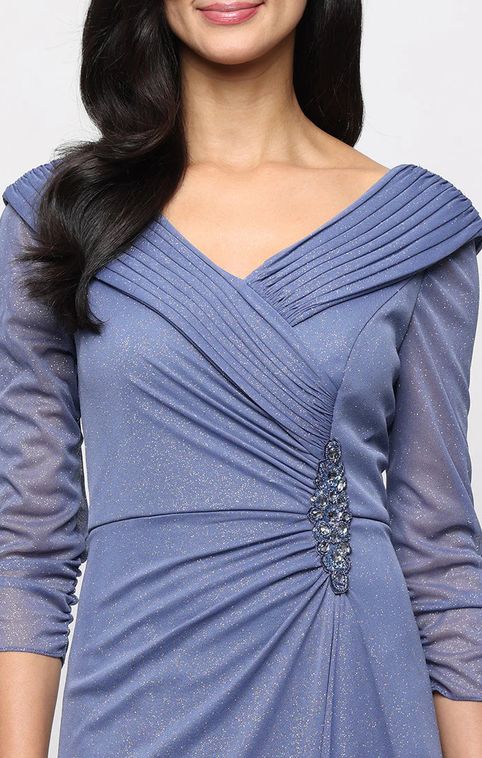 Alex Evenings 8133121 - Ruched Bodice Glitter V-Neckline Gown