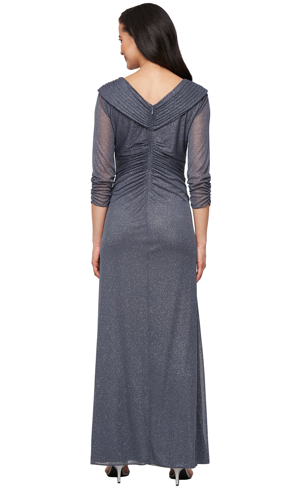Alex Evenings 8133121 - Ruched Bodice Glitter V-Neckline Gown