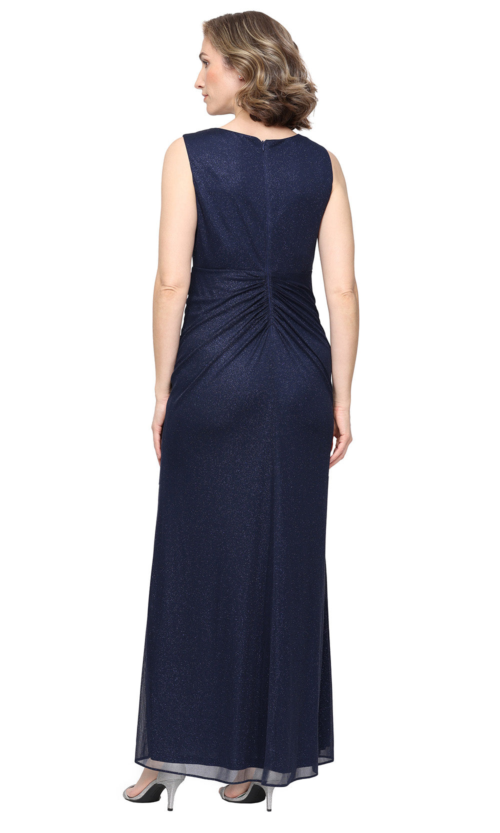Alex Evenings 8133139 - Elegant Draped Knee-Length Dress Mother of the Bride Dresses in Dark Navy