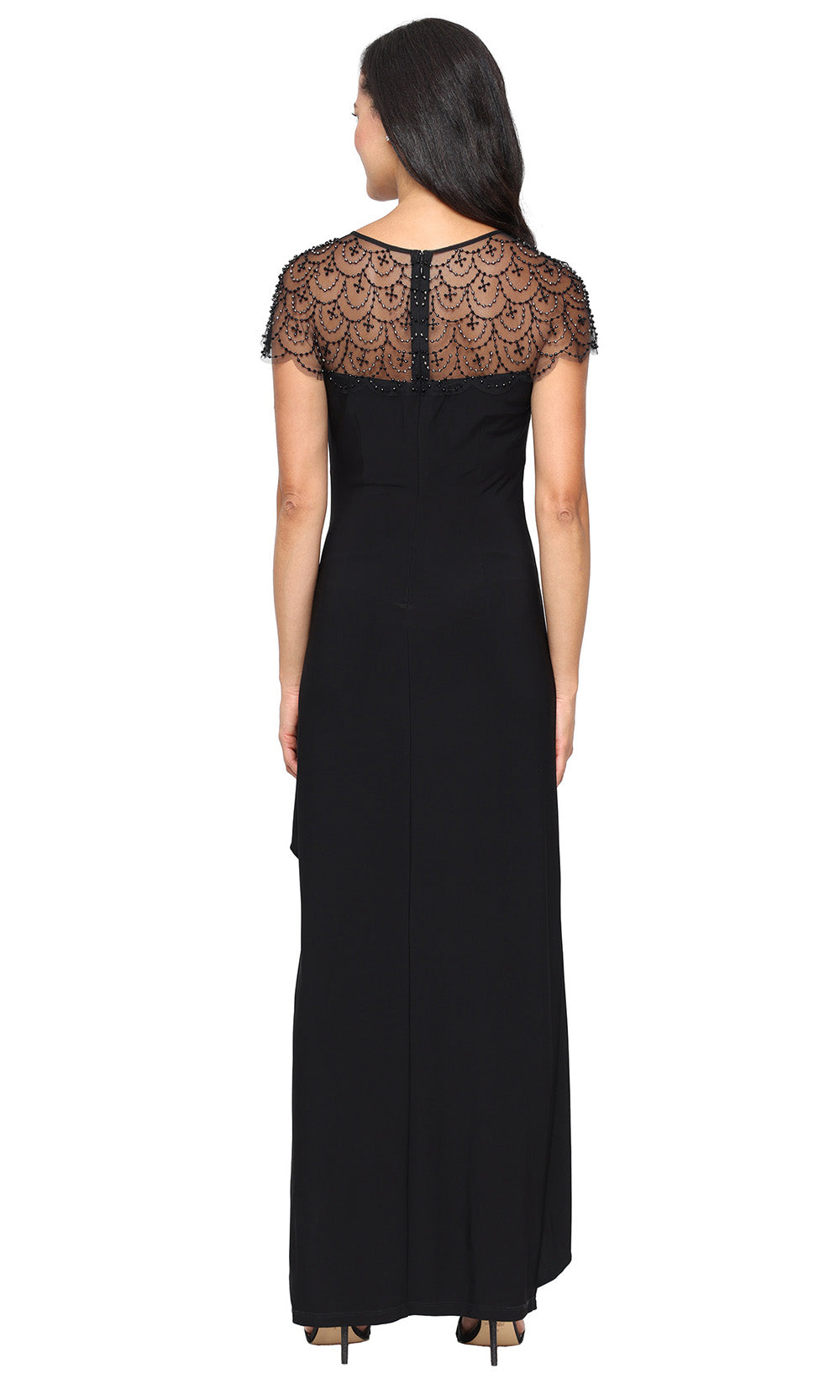 Alex Evenings 81351702 - Illusion Jewel Matte Jersey Gown with Slit Formal Gowns