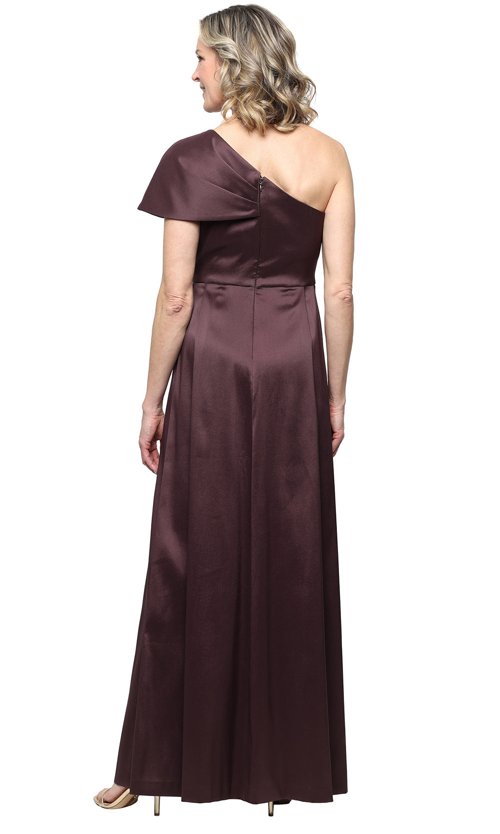 Alex Evenings 8138110 - Draped Shoulder One-Shoulder Gown Mother Of The Bride Dresses in Brown 