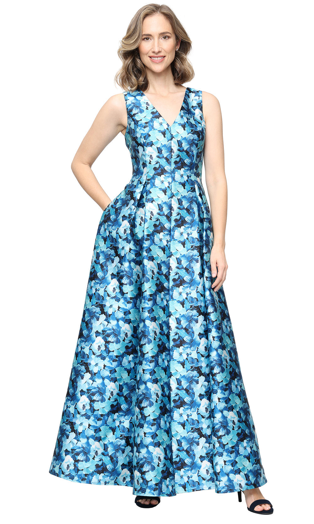 Alex Evenings 8139079 - Elegant Floral Mother’s Evening Dress Evening Dresses in Blue 