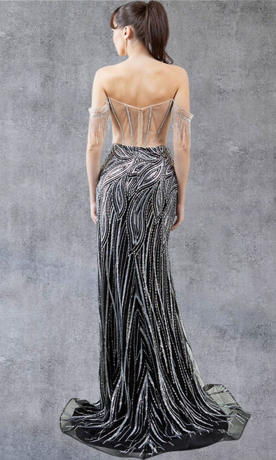 Cinderella Couture 8147J - Illusion Corset Fringe Sleeve Gown Cinderella Couture 8147J - Illusion Corset Fringe Sleeve Gown