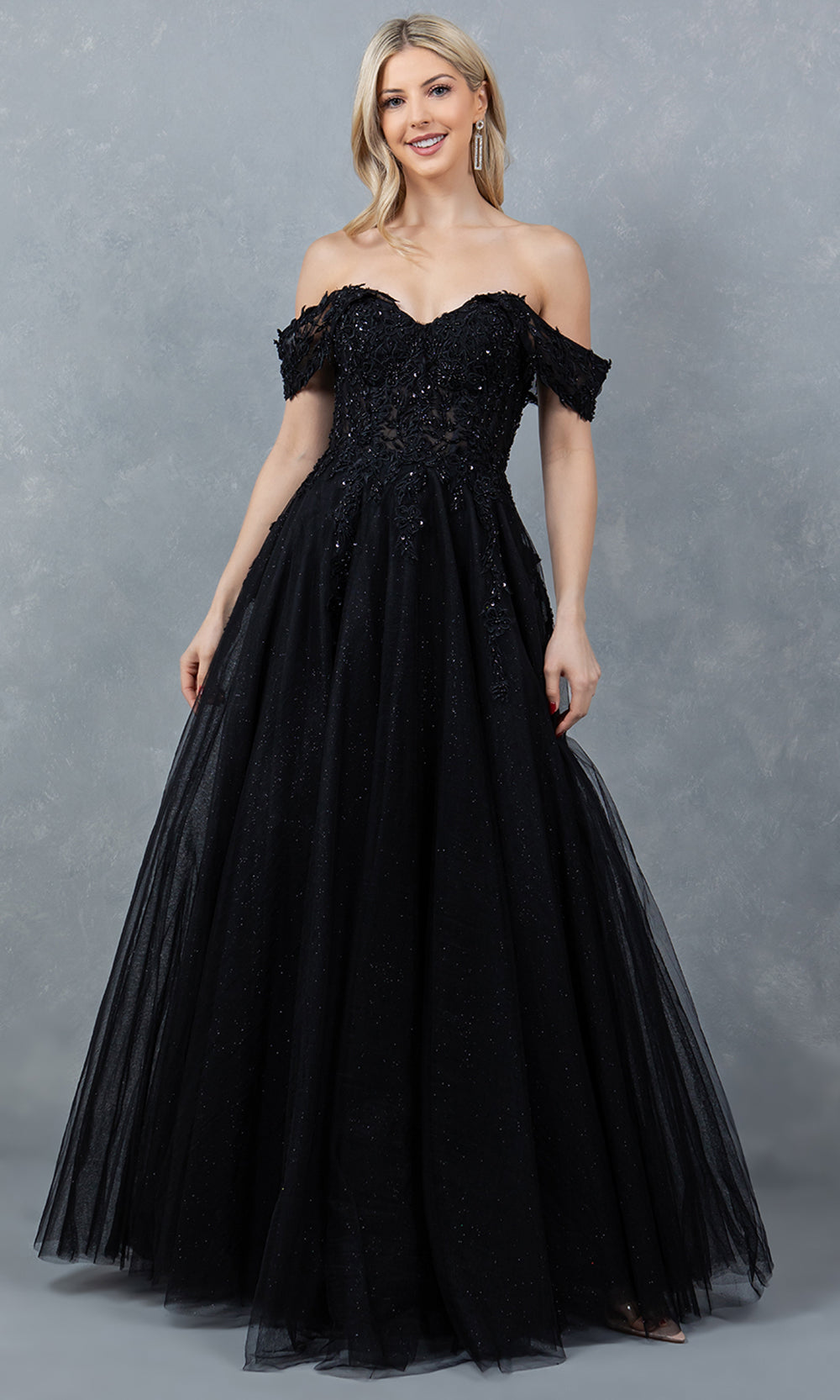 Cinderella Couture 8152J - Embellished Off Shoulder Sparkle Gown Prom Dresses