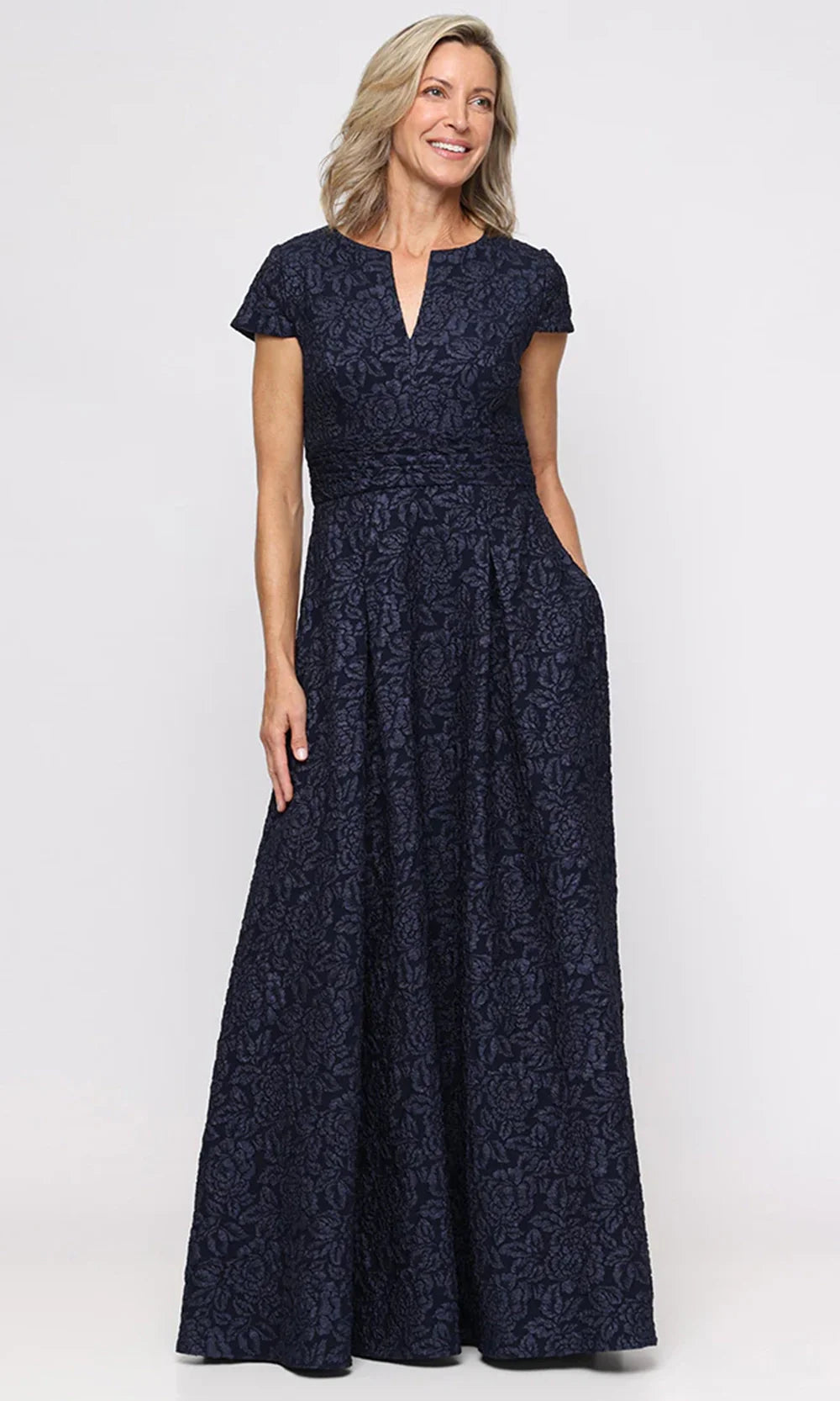 Alex Evenings 8257047 - Cap Sleeve Embossed Long Gown Prom Dresses
