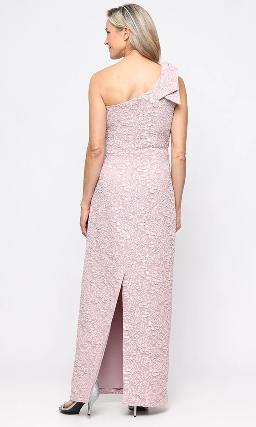 Alex Evenings 8257049 - Asymmetric Embossed Long Gown with Back Slit Prom Dresses