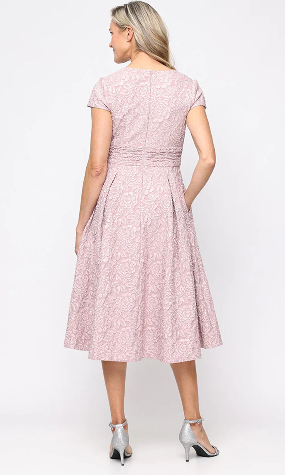 alex evening cocktail dresses Evenings Women's A-Line Midi Dress - Blush Size:8 years US numeric GL-04.09.24 The Alex Evenings long Reformation Luella Long-Sleeve Square-Neck