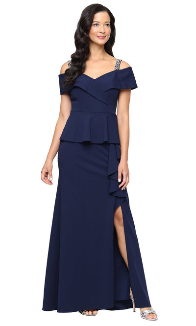 Alex Evenings 8160530 - Beaded Strap Crepe Gown with Slit Formal Gowns