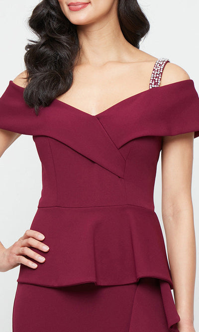 Alex Evenings 8160530 - Beaded Strap Crepe Gown with Slit Formal Gowns